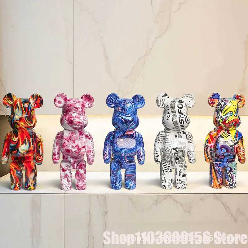 Novelty Items Minimalist style 35cm resin graffiti violent bear bricks violent bear ornaments office desk and living room decorationL2476