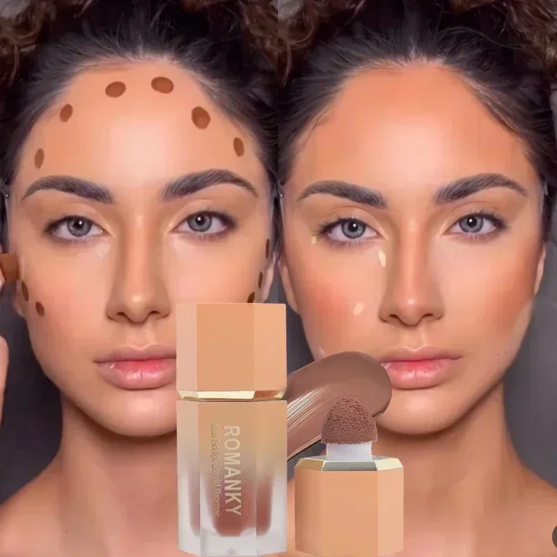Waterproof Face Liquid Contour Concealer Bronzer Sponge Stick Natural Foundation Matte Long Lasting Highlighter Beauty Cosmetics 240705