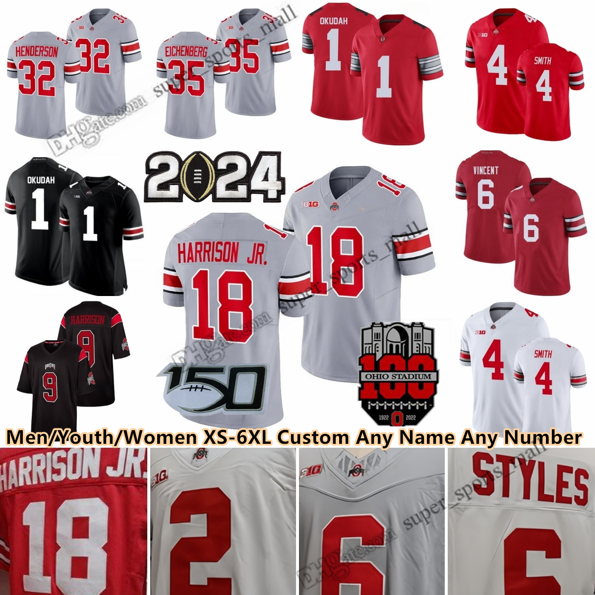 NCAA Ohio State Buckeyes Football Jersey Justin Fields Chase Young JK Dobbins Elliott Stroud Fleming Dwayne Nick Bosa Archie Custom Any Name Any Number Youth Women