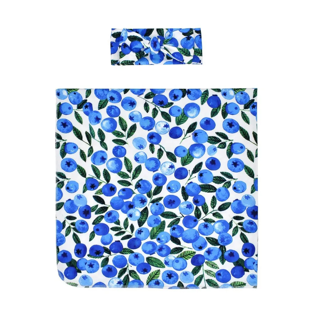 2pcs Cute Fruit Baby Swaddle Wrap Set With Headband Strawberry Lemon Infant Sleeping Bag Envelope Soft Breathable born 240703c