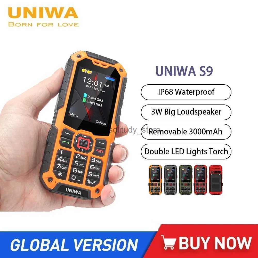 Cell Phones UNIWA S9 4G Feature Phone 2.4 Inch IP68 Waterproof SOS Button 3W Big Loudspeaker LED Light 3000mAh Battery Rugged Cell Phones Q240706