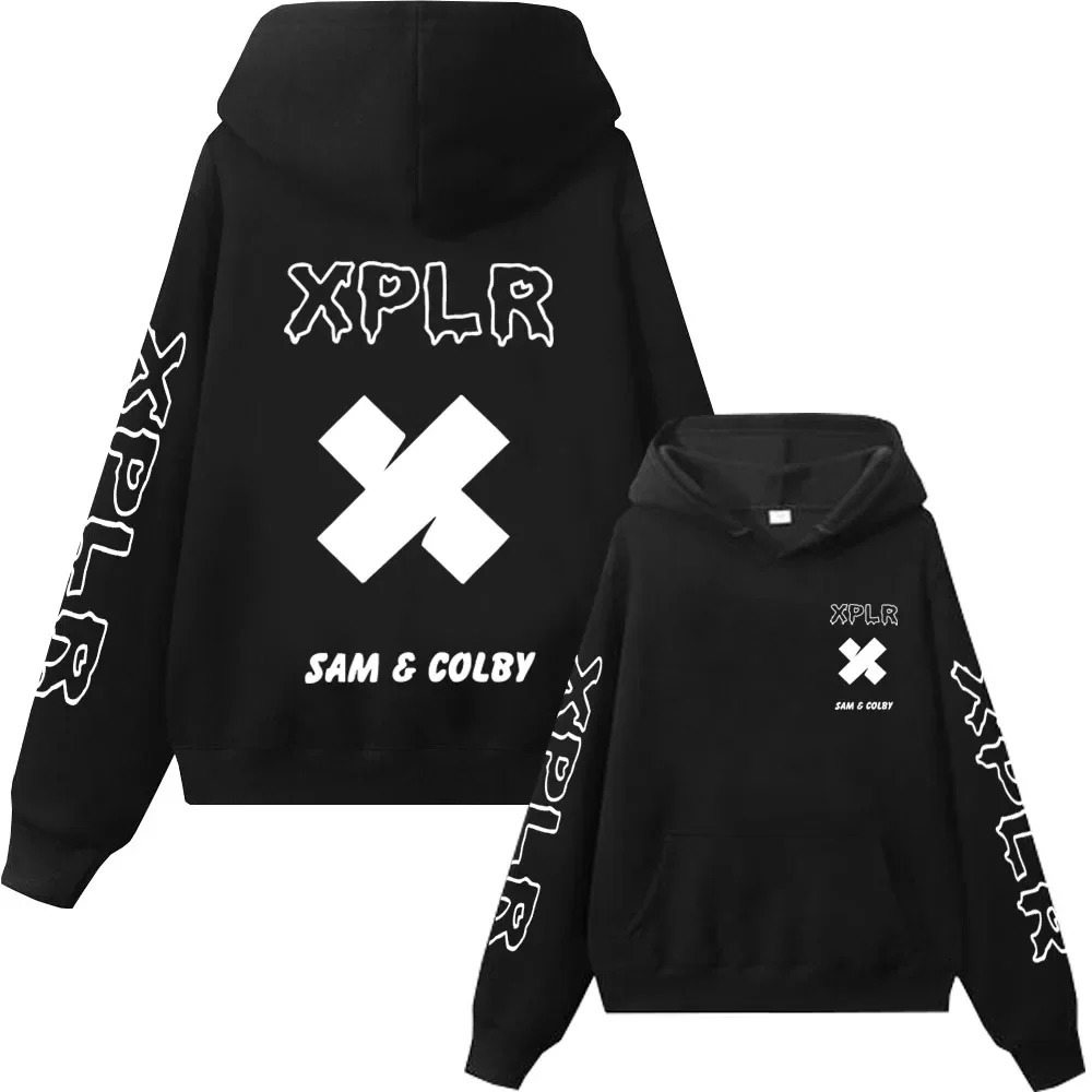 Xplr Hoodie Sam and Colby Chainlink Merch Heart Shaped Print Sweatshirt Men Women Long Sleeve Pullover 240620