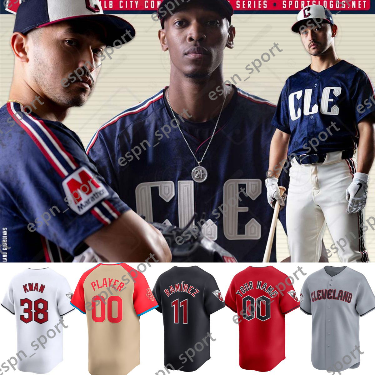 Jose Ramirez Guardians Jersey 2024 All-Star City Steven Kwan 48 Emmanuel Clase 0 Andres Gimenez 22 Josh Naylor 1 Amed Rosario 57 Shane Bieber Cleveland Custom Baseball