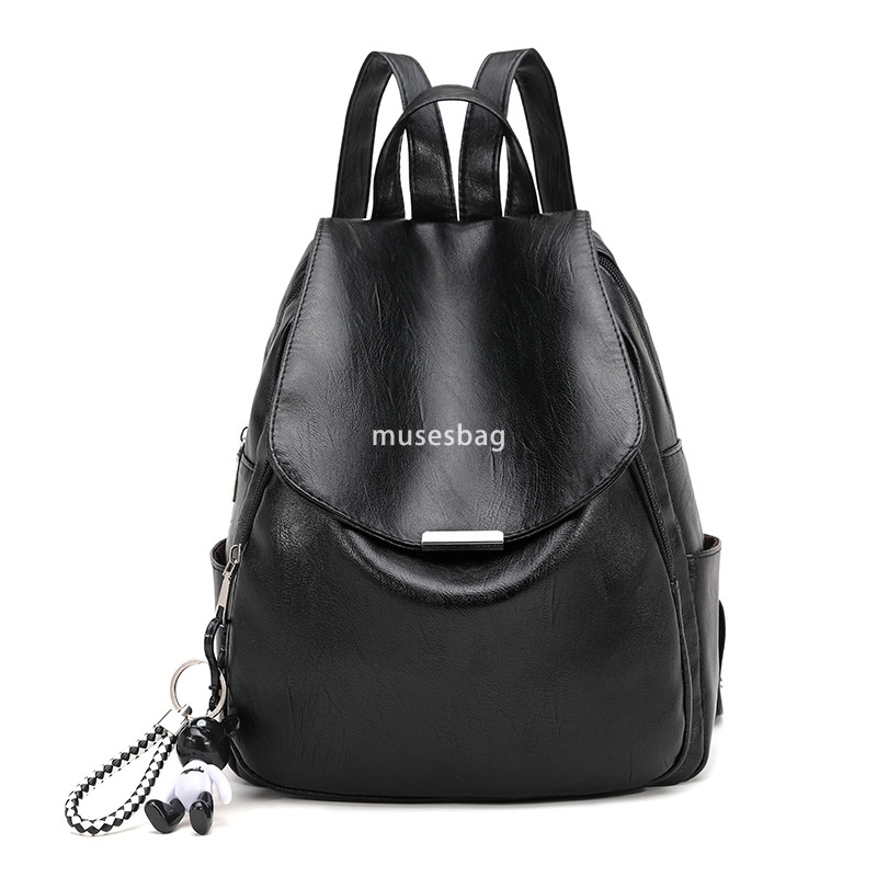 Temperament Women's Fashionable Backpack New Fashion Korean Edition Simple and Large Capacity Versatile Soft Leather Small Backpack Travel Bag Bo