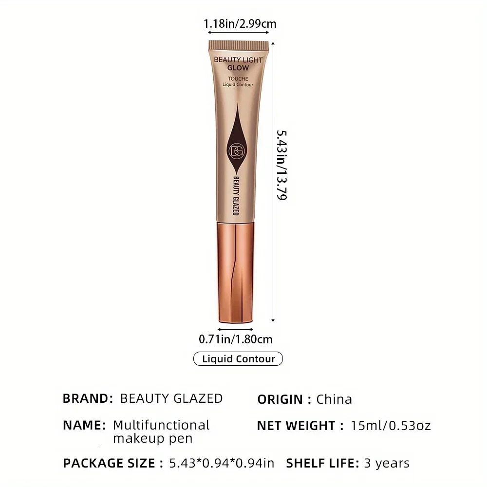 Waterproof Long-lasting Liquid Contour Cream with Sponge Brush Highlighter and Concealer - Silky and Creamy on Face and Body 240705