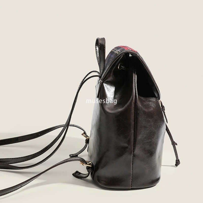 French women's fashionable backpack backpack popular practical high-quality minimalist backpack retro woolen plaid design high-end small backpack