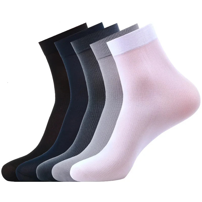 10pairs Set Bamboo Fiber Mens Socks Summer Thin Stripe Breathable Long Sock Men Silk Sports Socks Business Socks 240703