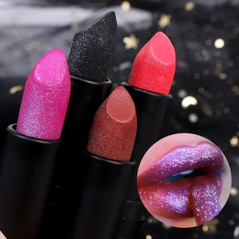 Diamond Matte Lipstick 7 Colors Waterproof Lasting Moisturizing Non-stick Cup Pearlescent Lip Tint Glitter Red Sexy Lips Makeup i240705