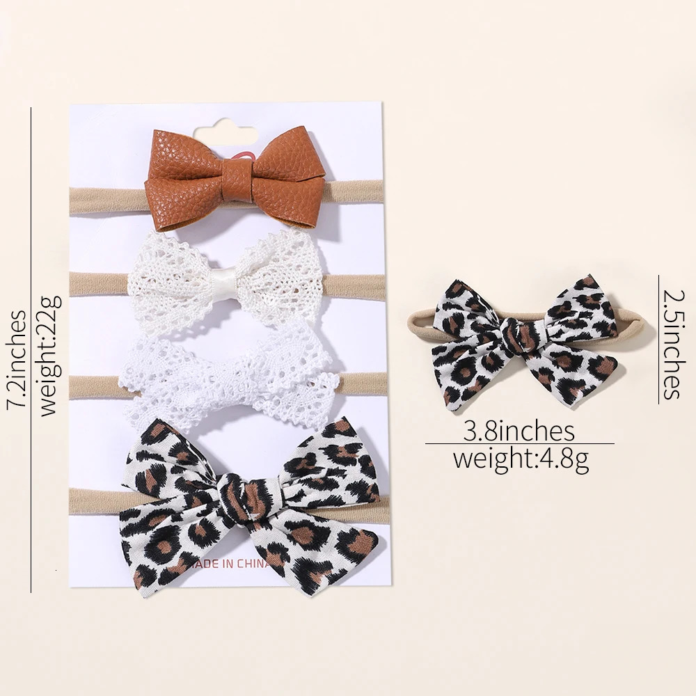 4PcsSet Flower Bows Headband Baby Hairband for Girl Children Elastic Hair Bands Soft Toddler born Cute Accessories Gift 240625