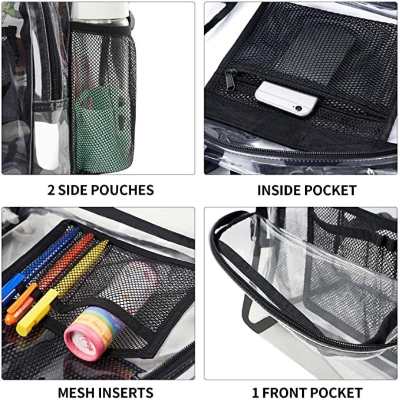 High quality PVC fabric backpack for both men and women with a foreign style student backpack adult large capacity backpack trendy transparent leisure