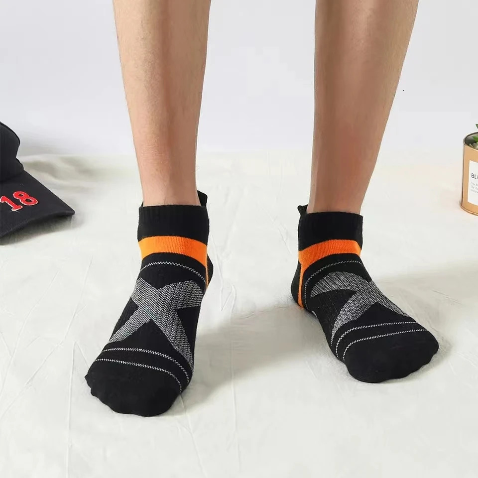 5 Pairs High Quality Socks Men Summer Outdoor Casual Cotton Socks Short Breathable Black Ankle Socks Run Sports Socks Size 38-45 240703