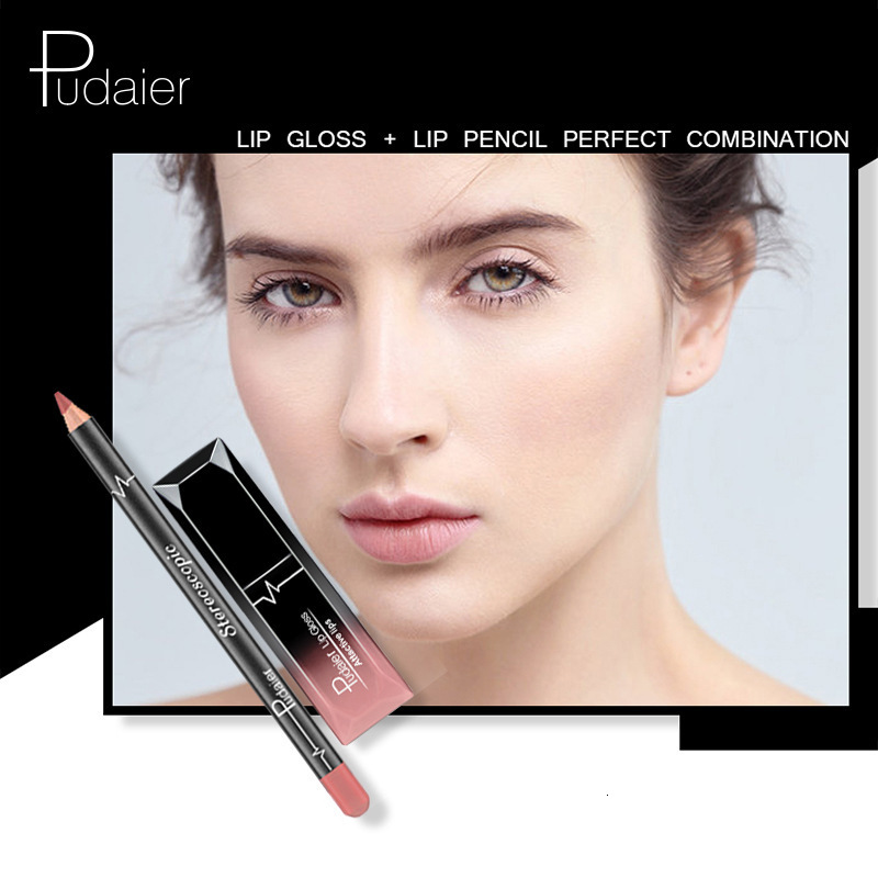 12 Colors Matte Liquid Lipstick Lipgloss Pink Orange Lip Contour Lipliner Wood Nude Lip gloss Lip stick Makeup Set P1205# 240705