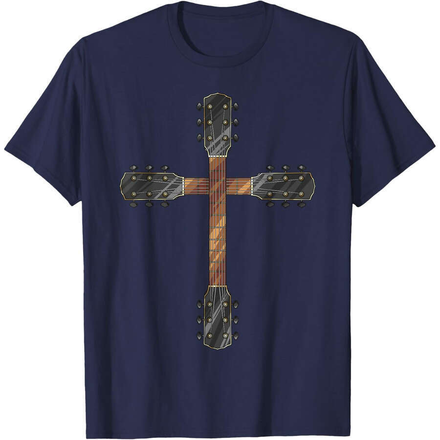 Mens Womens T shirts Graphic Tee Cool Christian Guitar Cross T-Shirt Casual top Fashion clothes Tshirt S Free shipping