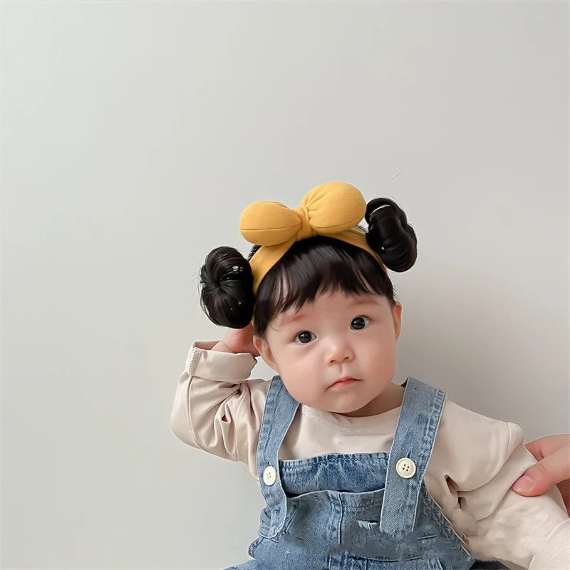 Year Hair Accessories Cute Bow Baby Girl Wig Hat Hairpiece Christmas born Children Kids Girls Cosplay Headbands Headwear 240625