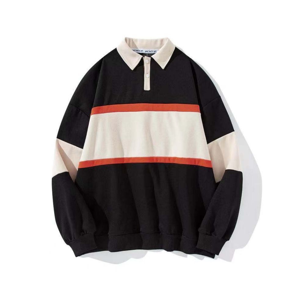 2021 Autumn/Winter New Sweater Men's and Women's Long sleeved Loose POLO Shirt Couple Campus Style