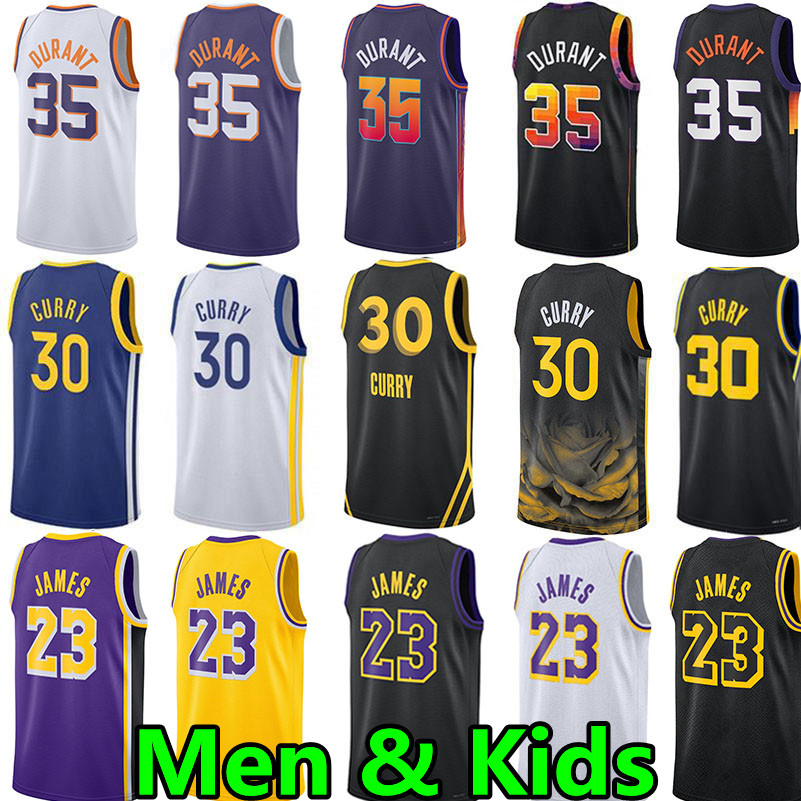 Men Kids Basketball Jerseys Stephen 30 Curry 35 Kevin Durant 23 James Jersey City Wear 75th edition Youth Children adults