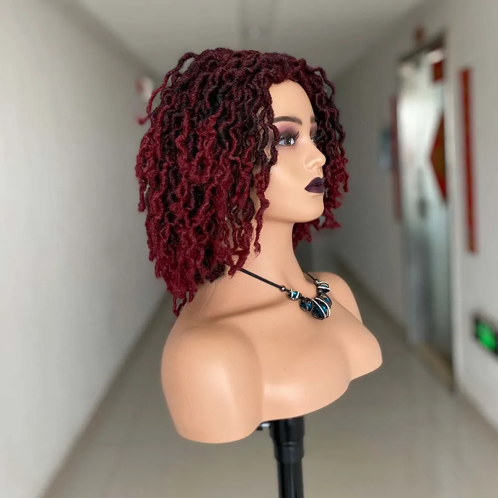 Short Braided Wigs For Black Women Dreadlock Wig Faux Locs Wig Goddess Locs Wig Brown Black Afro Braids Wig Synthetic Hair 240705
