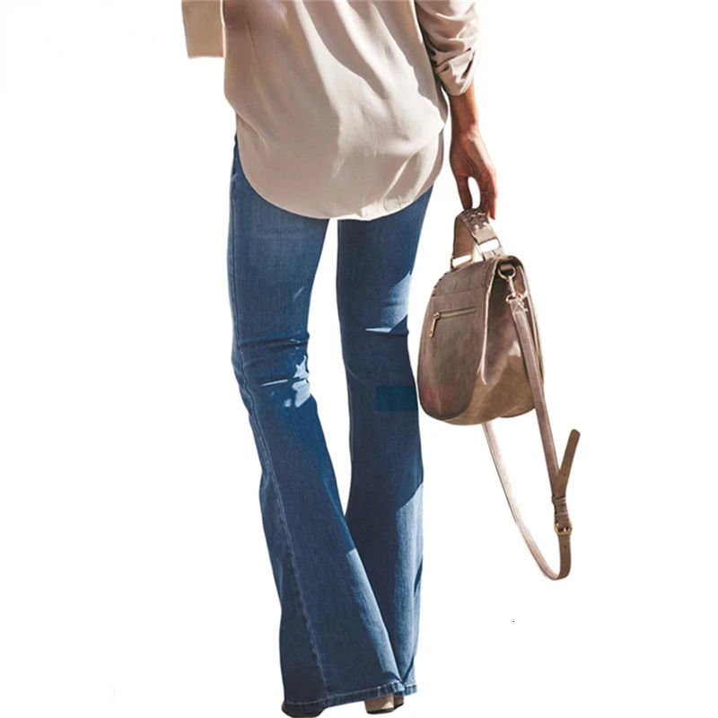 Women Bootcut Jeans Slim Fit Denim Pants Bell Bottom Straight High Waist Bootleg Jeans Stretch Female Flare Trouser Maxi 240702