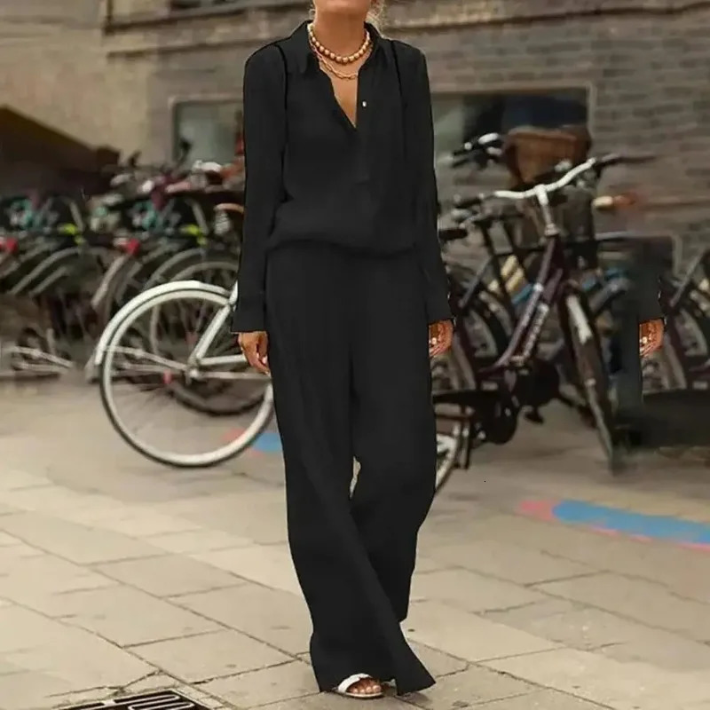 Women Office Lady Blazer Shirts and Pant 2 Piece Set TwoPiece Suit Single Breasted High Waist Ladies Outfit 240702