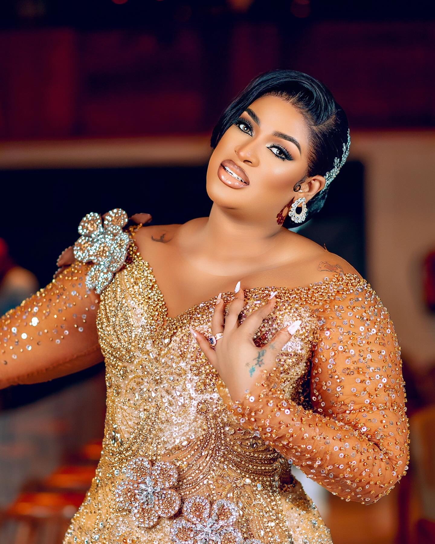 2024 Plus Size Gold Mermaid Prom Dresses Beaded Crystals Florals Sequined Evening Formal Party Second Reception Birthday Celebrity Engagement Gowns Dr