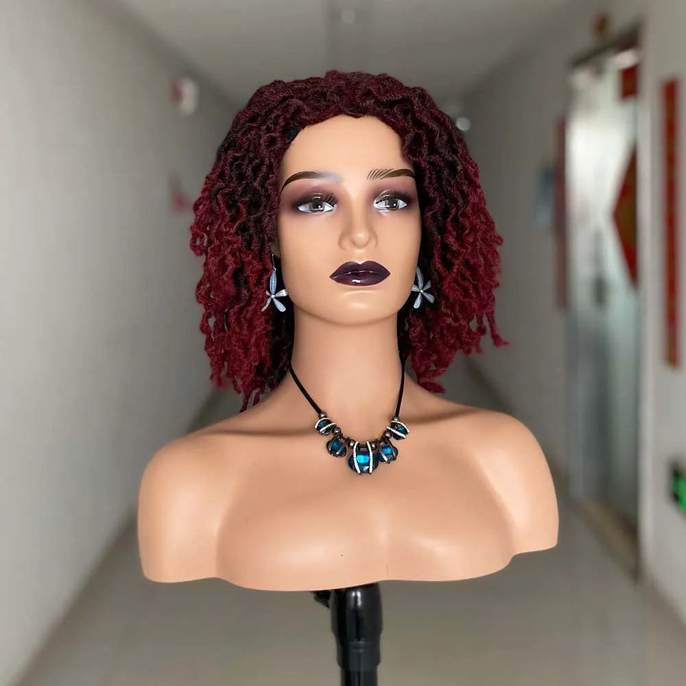 Short Braided Wigs For Black Women Dreadlock Wig Faux Locs Wig Goddess Locs Wig Brown Black Afro Braids Wig Synthetic Hair 240705