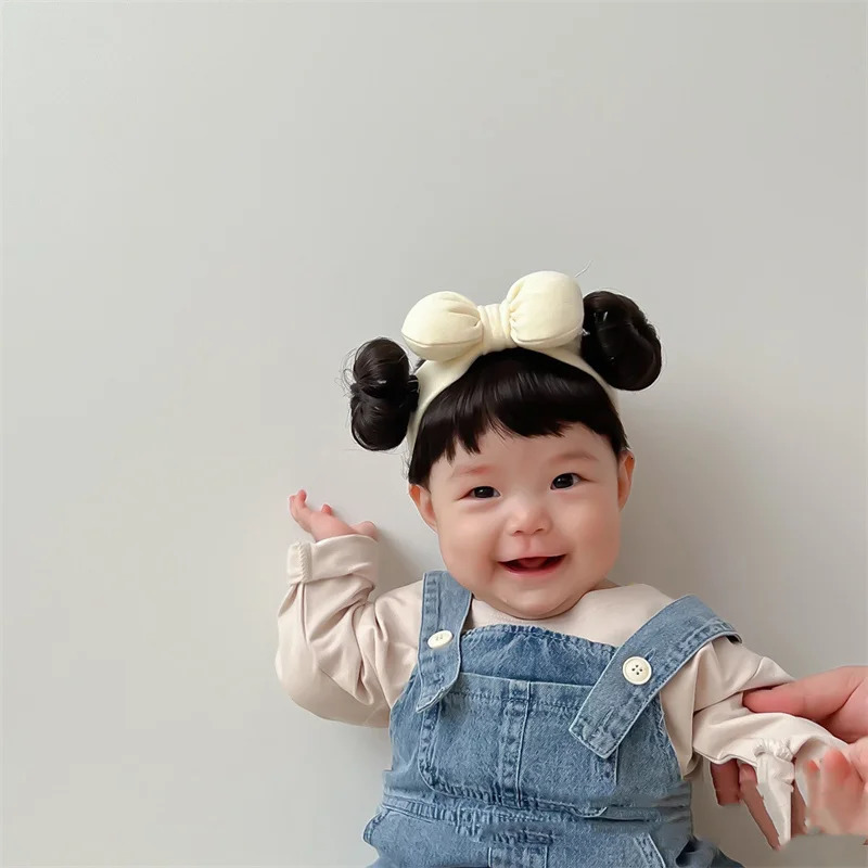 Year Hair Accessories Cute Bow Baby Girl Wig Hat Hairpiece Christmas born Children Kids Girls Cosplay Headbands Headwear 240625