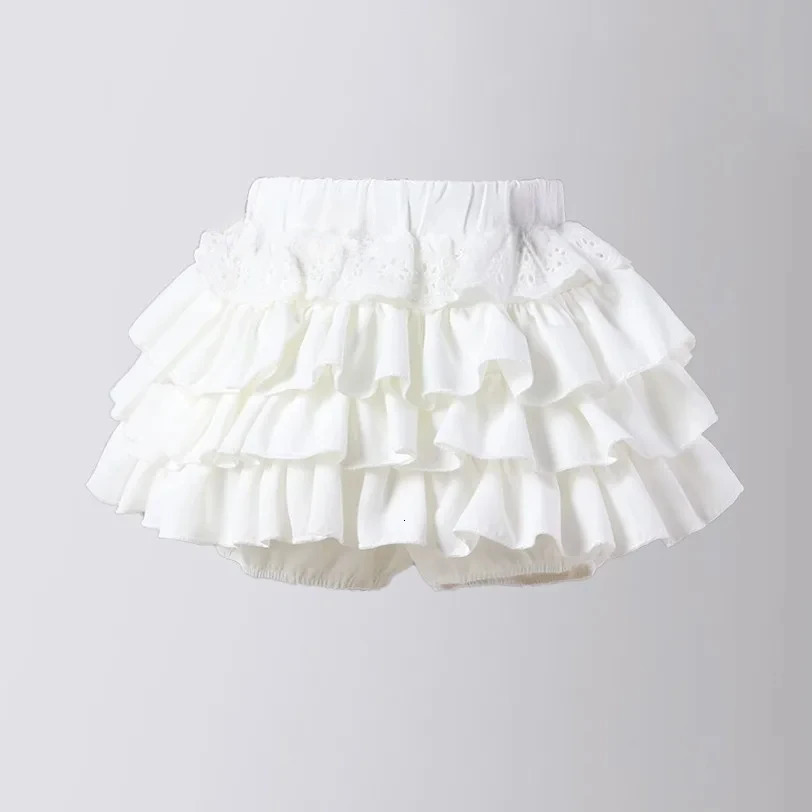 Summer Girls Skirt Sweet Ballet Style White Ruffles Dance Tutu for Toddler School Teens Kids High Waist Thin A-line Short Skirt 240703