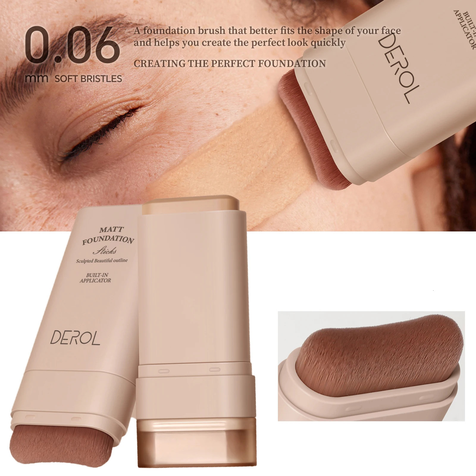 Soft Bristles Foundation Stick Full Coverage Acne Spot Dark Circle Moisturize Concealer Cream Face Makeup Bulti-in Applicator 240705