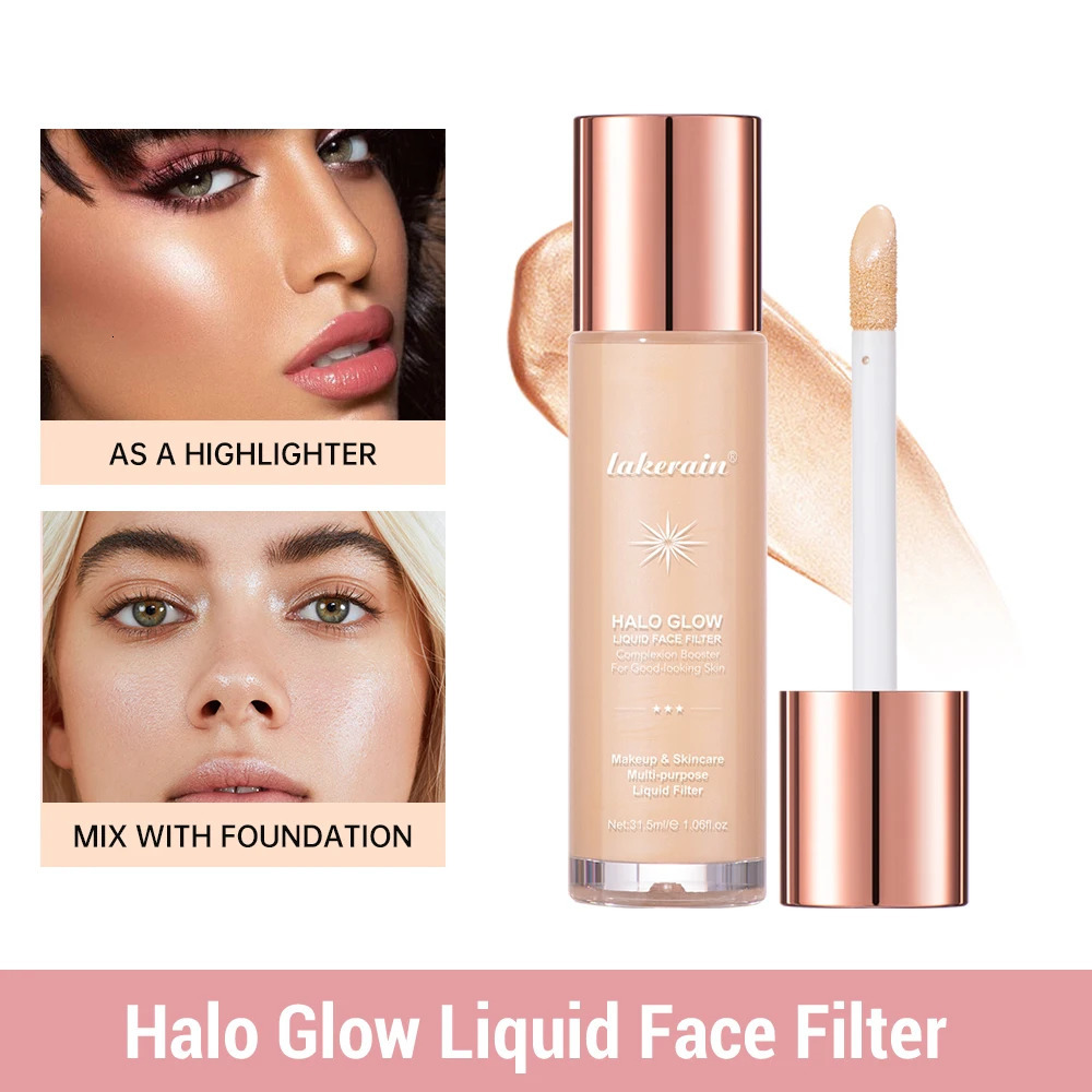 Halo Glow Liquid Filter Liquid Highlighter Face Contouring Pearlescent Makeup Brightener Bronzer Glow Body Face Contour Shimmer i240705