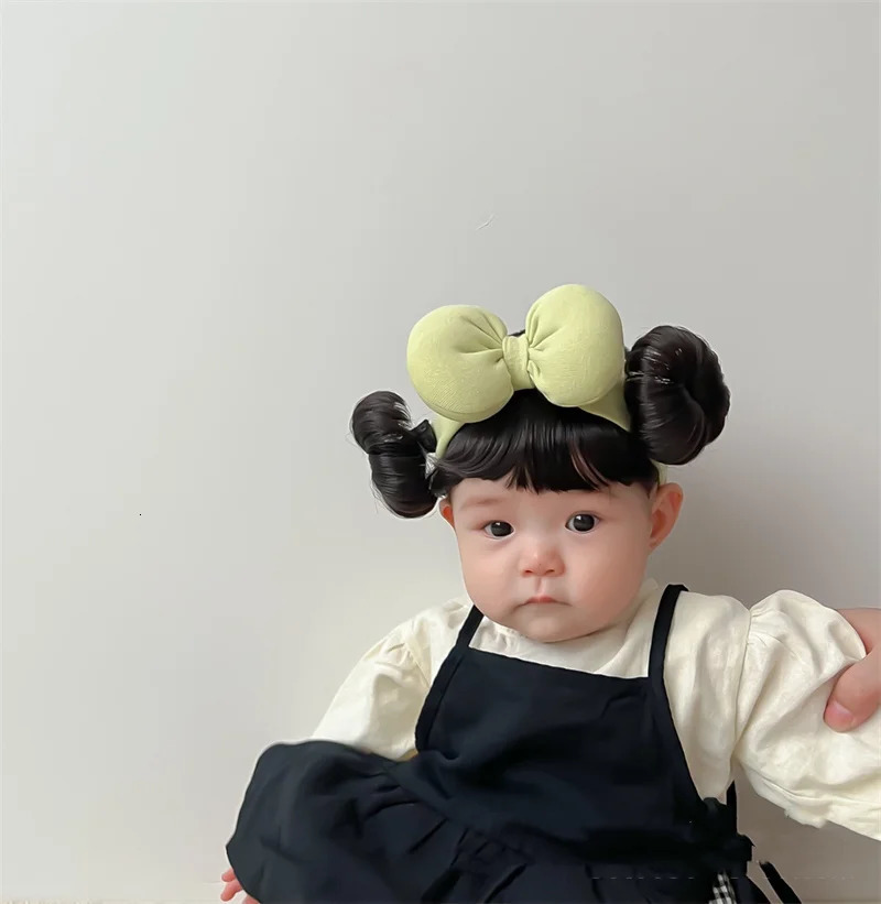 Year Hair Accessories Cute Bow Baby Girl Wig Hat Hairpiece Christmas born Children Kids Girls Cosplay Headbands Headwear 240625