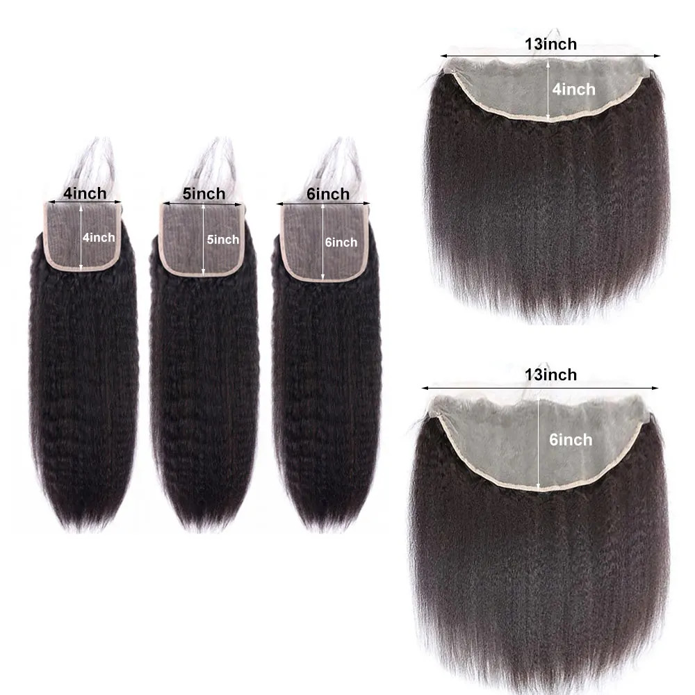 Kinky Straight 5x5 6x6 7x7 13x4 13x6 Lace Frontal HD and Transparent Swiss Lace 130% Density Pre-plucked Hair Line 100% Malaysian Virgin Human Hair