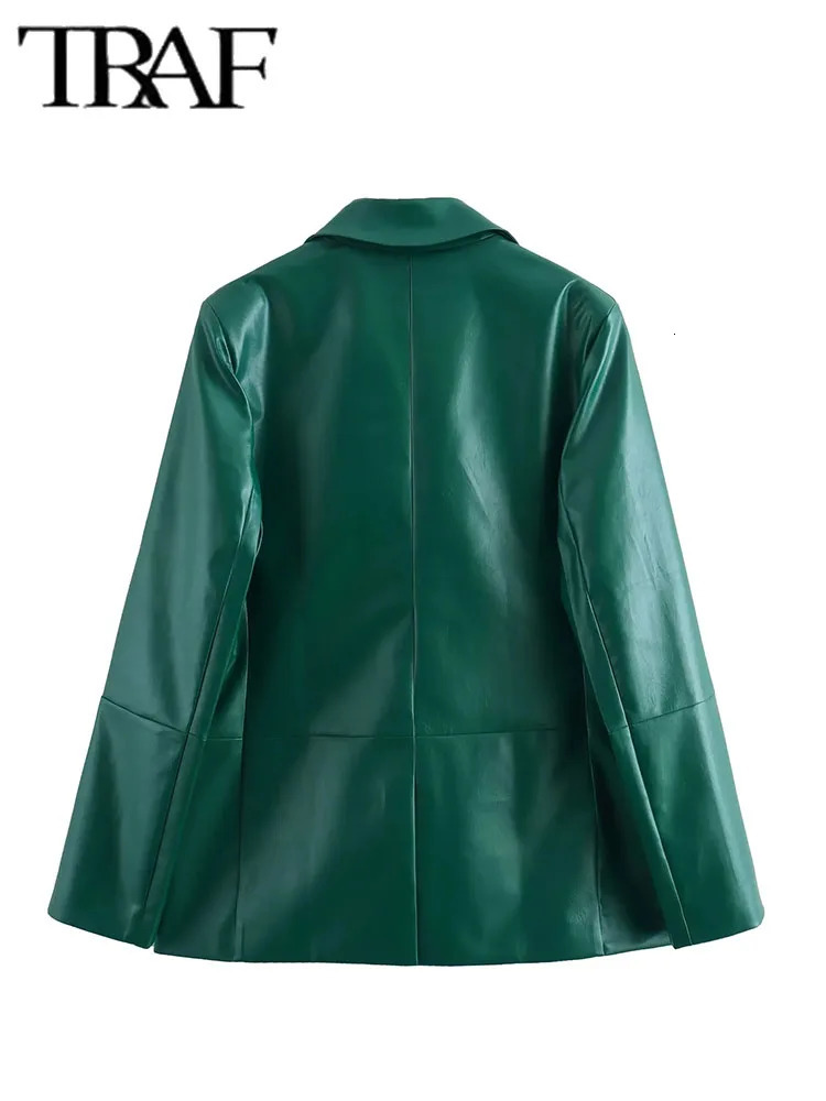 TRAF Women fashion 2 Pieces Sets Short Blazer Suits Leather Straight Tube BlazerLeather Casual Skirt Two 240704