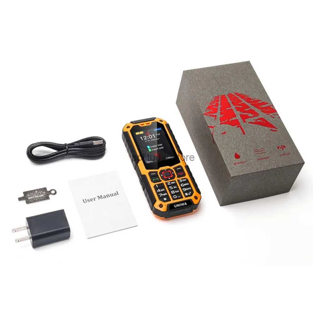 Cell Phones UNIWA S9 4G Feature Phone 2.4 Inch IP68 Waterproof SOS Button 3W Big Loudspeaker LED Light 3000mAh Battery Rugged Cell Phones Q240706