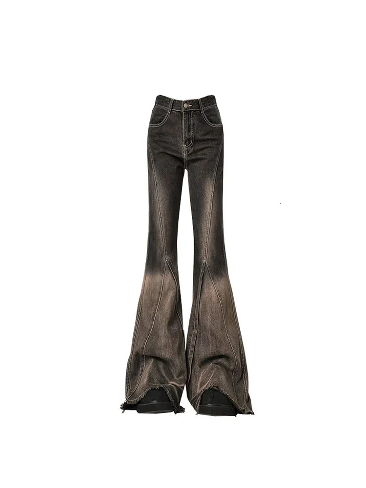 Women Black Flare Jeans Vintage Y2k 90s Aesthetic Baggy Denim Trousers Emo 2000s Harajuku Wide Cowboy Pants Trashy Clothes 240704