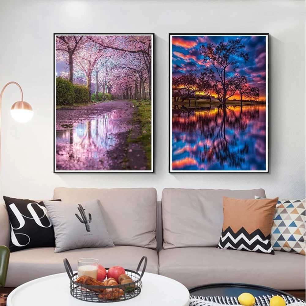 Paintings DIY 5D Diamond Painting Sunset Scenery Full Round Mosaic Landscape Picture Cross Stitch Kit Art Rhinestone Home Decor GiftL476