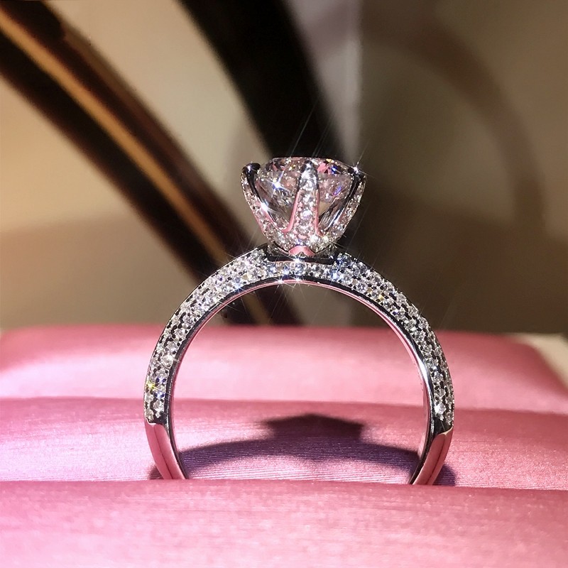 Moissanite Dia Rings for Women Men: 6-Claw Designer Sterg Sier Band Engagement, Anniversary, Memorial Day Gift