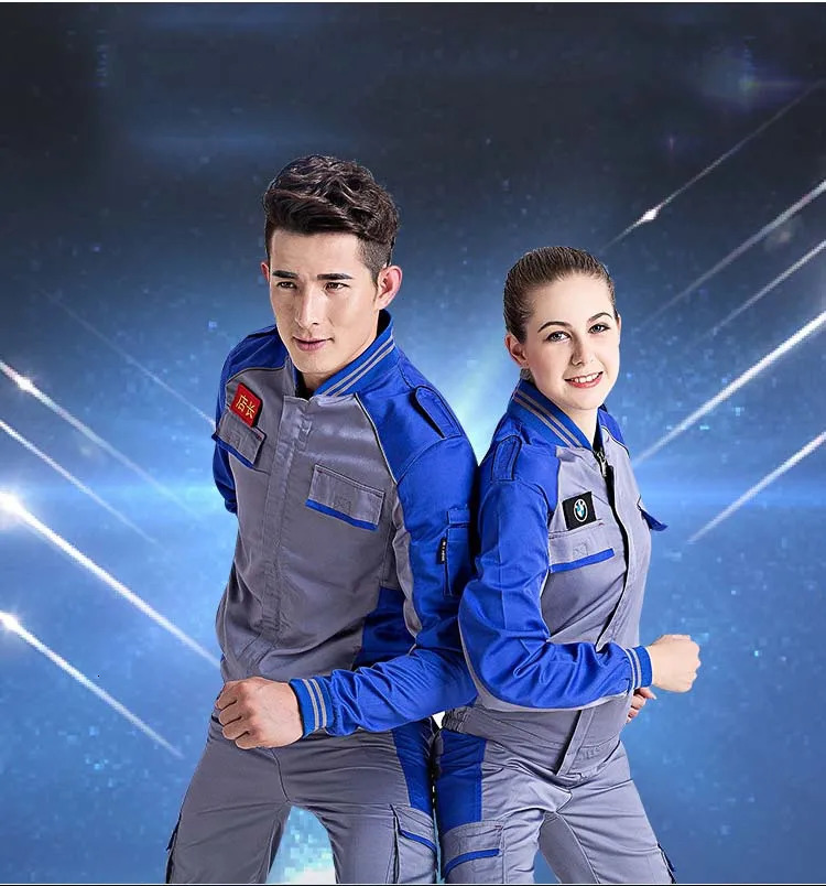 Welding Suits Workwear Clothes Men Women Long Sleeves Workmen Work Uniform Car Workshop Welding Suit Mechanical Working Overalls 240704