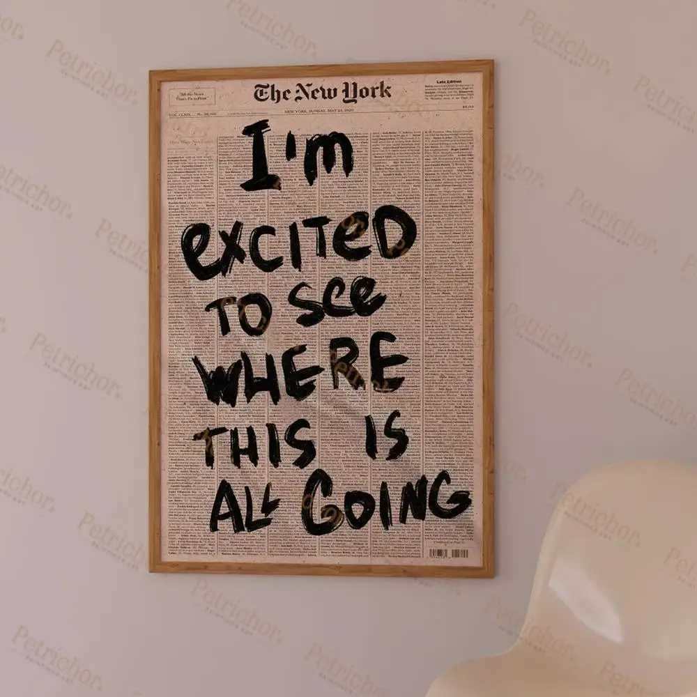 Paintings Typography Vintage Newspaper Psychedelic Quotes Wall Art Prints Canvas Painting Poster Pictures For Living Room Home DecorL476