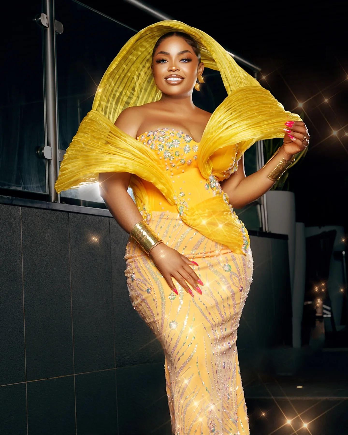 2024 Plus Size Yellow Mermaid Prom Dresses Beaded Sequined Stylish Evening Formal Party Second Reception Birthday Celebrity Engagement Gowns Dress 021