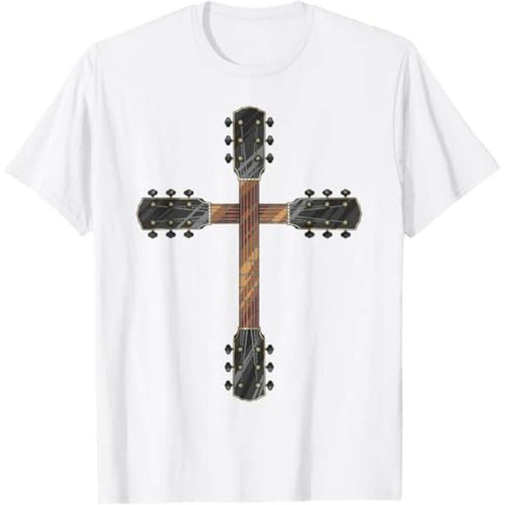 Mens Womens T shirts Graphic Tee Cool Christian Guitar Cross T-Shirt Casual top Fashion clothes Tshirt S Free shipping