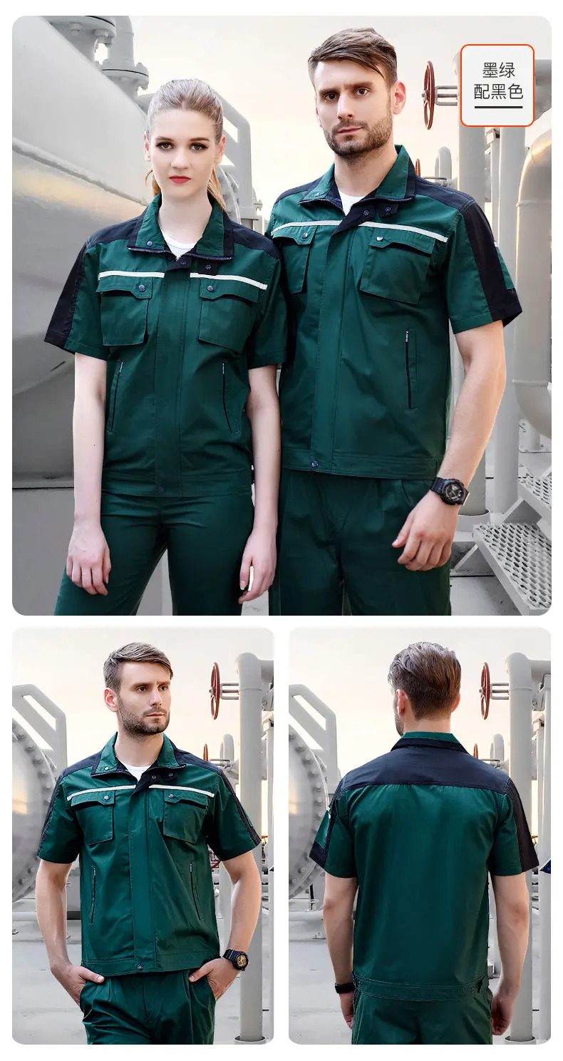Workshop Uniform Women Men Work Clothing Working Labor Short Sleeve Shirt Top and Pants Two Piece Set Outfits Workwear Plus Size 240704
