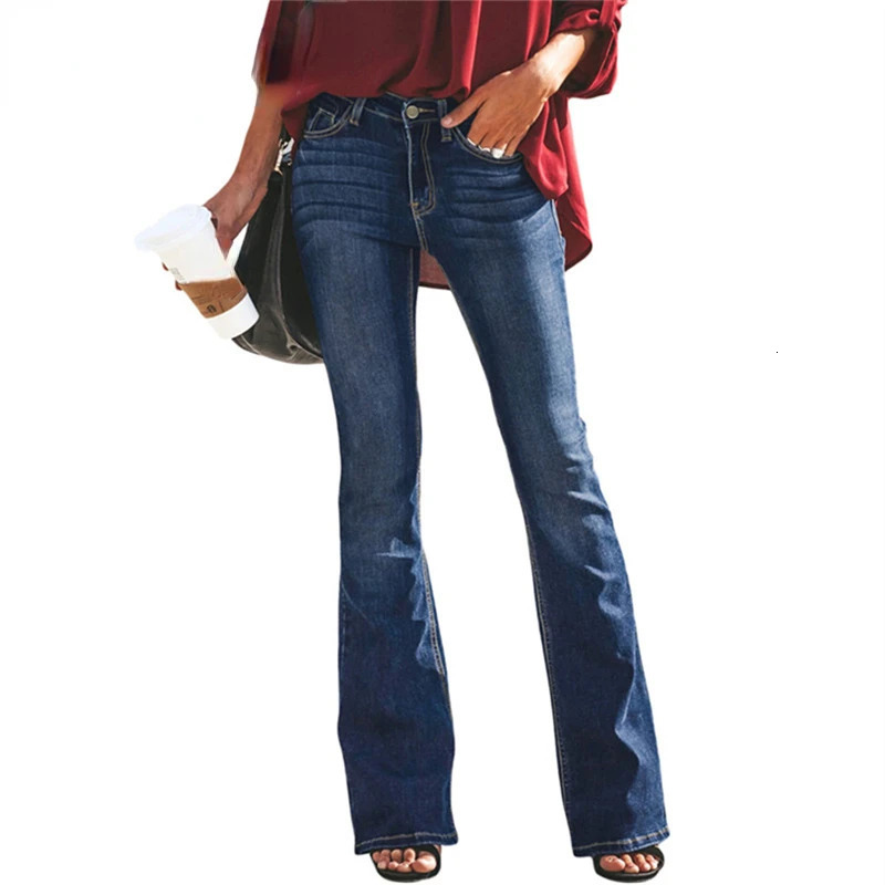 Women Bootcut Jeans Slim Fit Denim Pants Bell Bottom Straight High Waist Bootleg Jeans Stretch Female Flare Trouser Maxi 240702