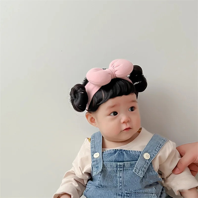 Year Hair Accessories Cute Bow Baby Girl Wig Hat Hairpiece Christmas born Children Kids Girls Cosplay Headbands Headwear 240625
