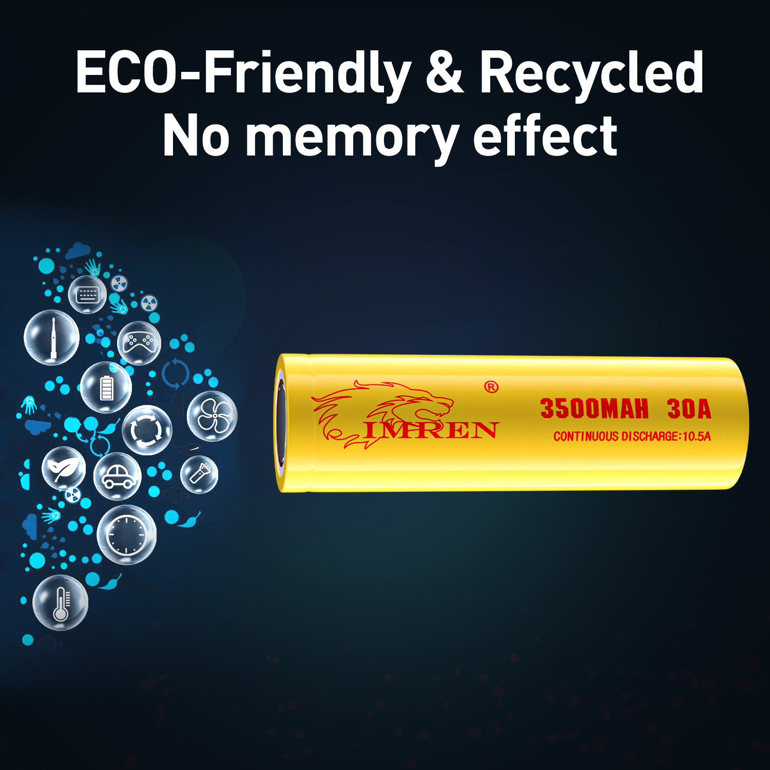 IMREN Original Authentic 18650 Battery IMR18650 3.7v lithium ion battery 3500mAh 30A 3.7V IMR 18650 Li-ion Batteries for Flashlight