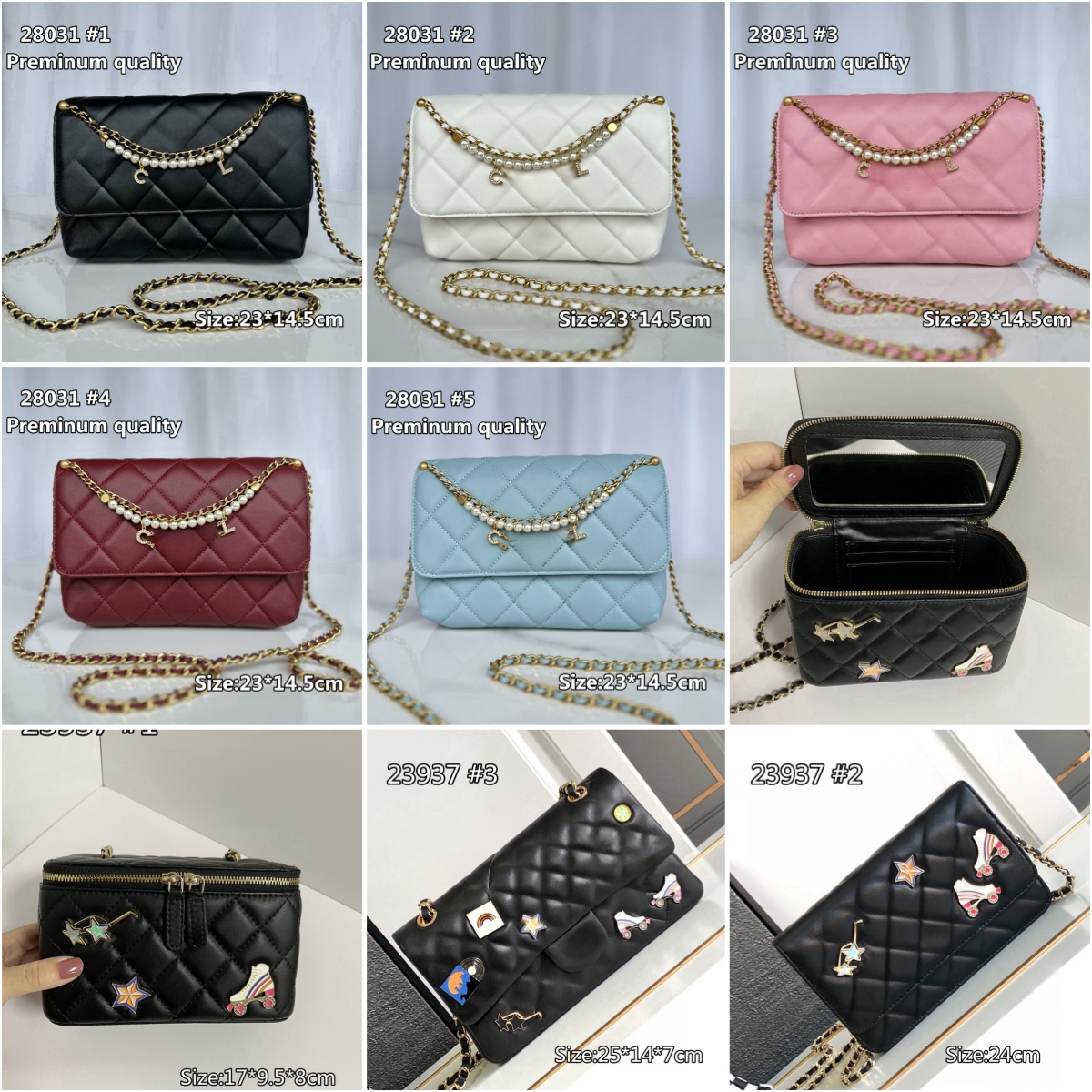 Top Premium Real Leather Chain Bags Women Quilted Crossbody Shoulder Bag