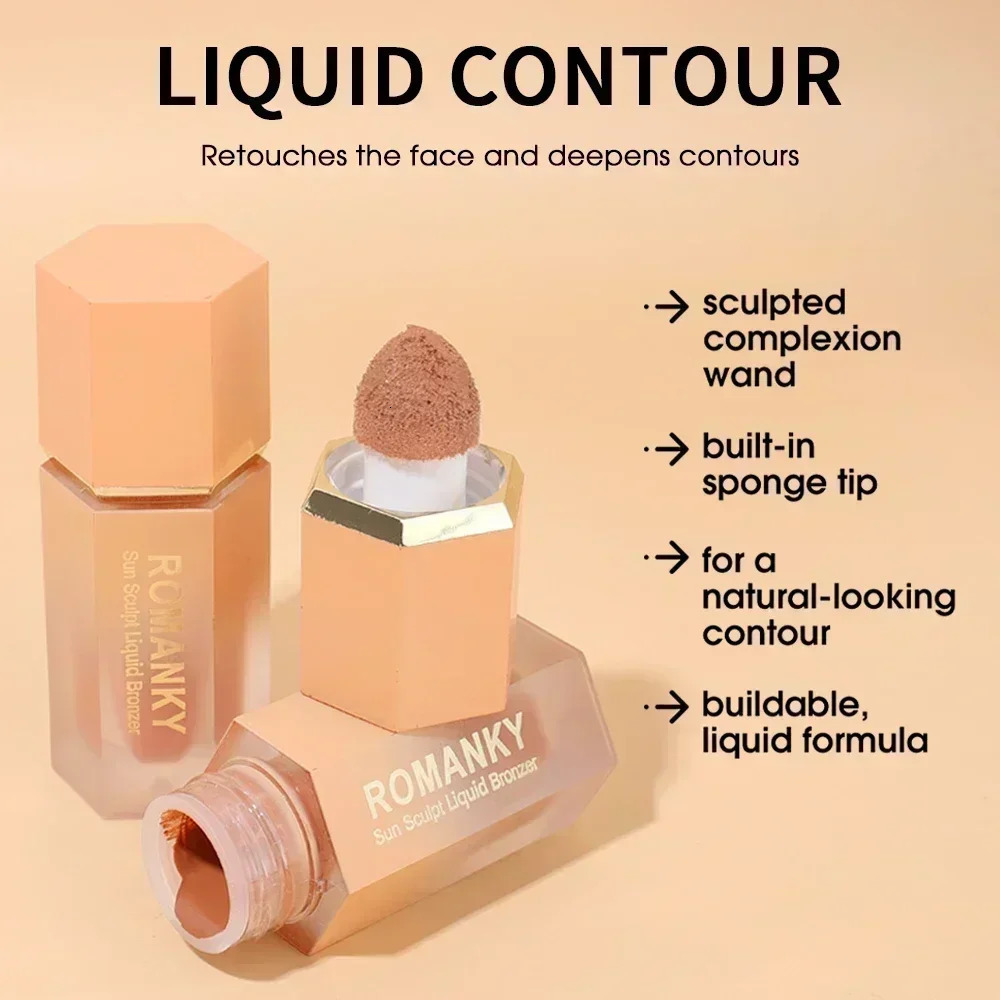 Waterproof Face Liquid Contour Concealer Bronzer Sponge Stick Natural Foundation Matte Long Lasting Highlighter Beauty Cosmetics 240705