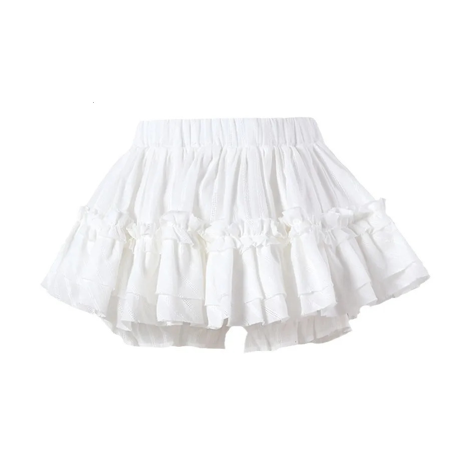 Summer Girls Skirt Sweet Ballet Style White Ruffles Dance Tutu for Toddler School Teens Kids High Waist Thin A-line Short Skirt 240703