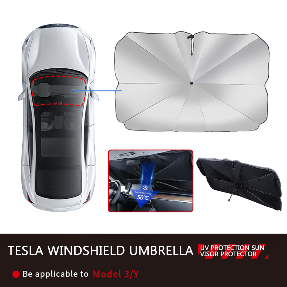 2025 new Car Windshield Sunshades Cover For Tesla 3 Model Y 2023 Foldable Shade Umbrella Sunblind Front Window Sun Protection