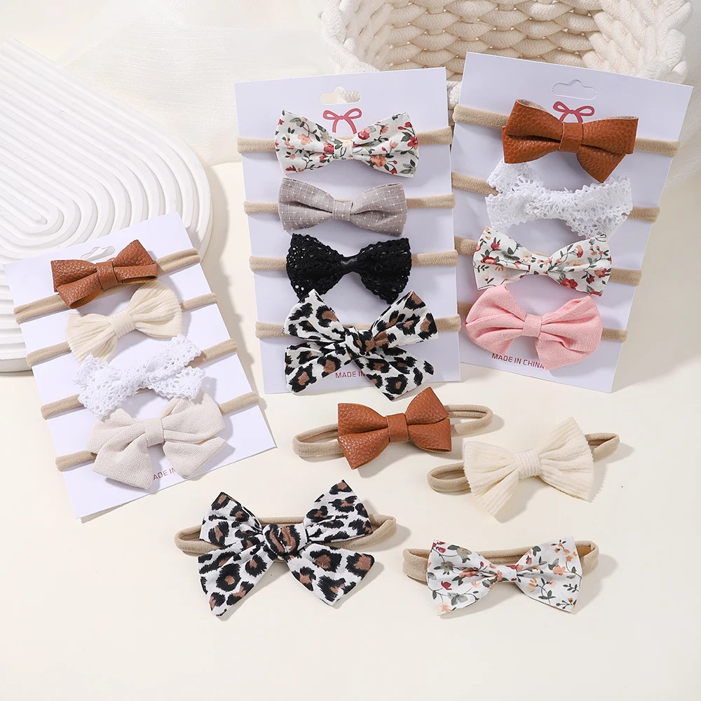 4PcsSet Flower Bows Headband Baby Hairband for Girl Children Elastic Hair Bands Soft Toddler born Cute Accessories Gift 240625