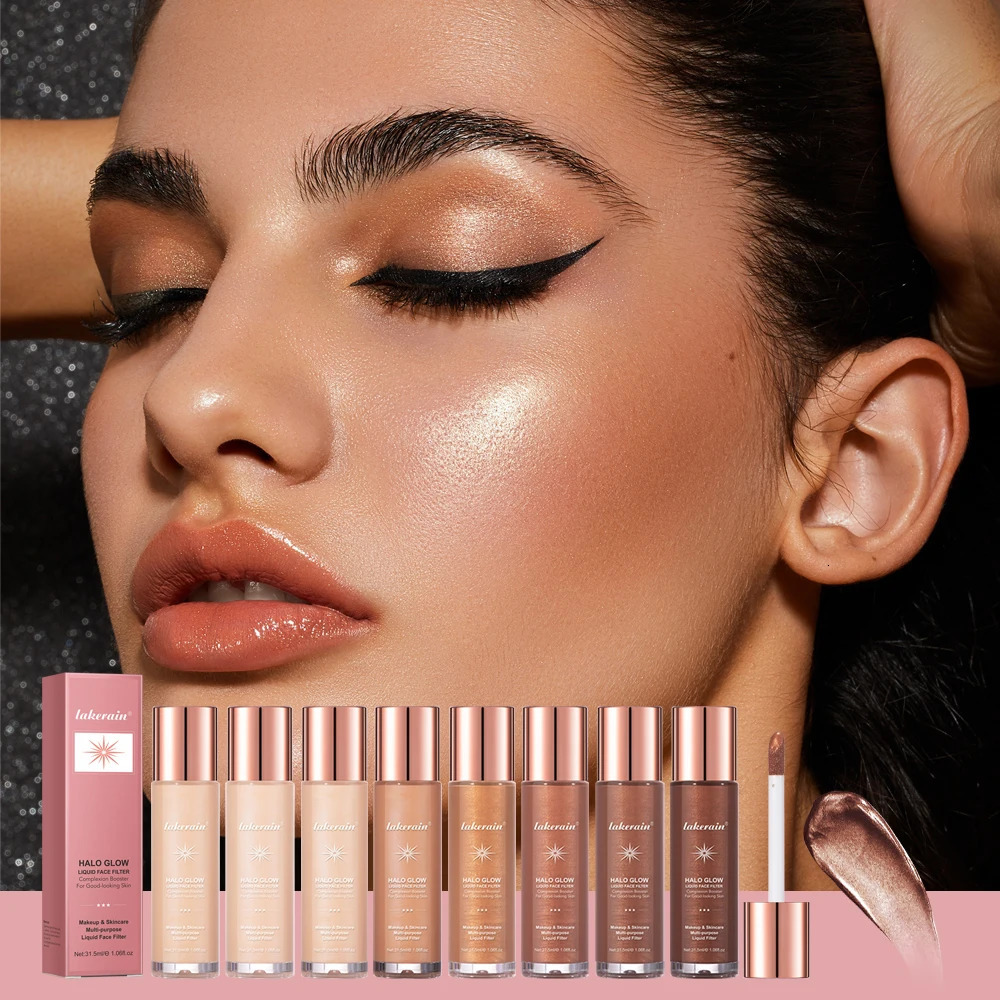 Halo Glow Liquid Filter Liquid Highlighter Face Contouring Pearlescent Makeup Brightener Bronzer Glow Body Face Contour Shimmer i240705